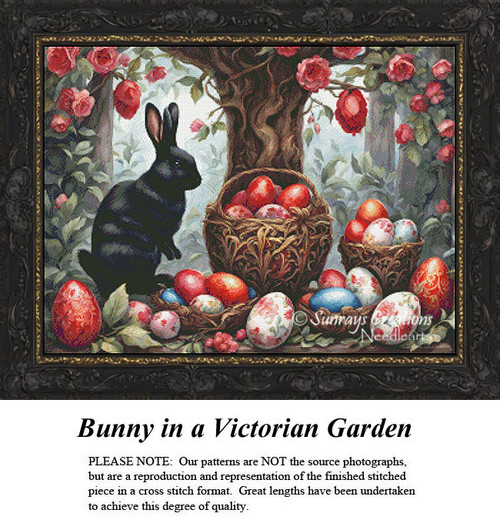 Easter Cross Stitch Pattern | Bunny in a Victorian Garden