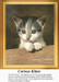 A curious kitten peeks over a cupboard edge with its paws resting, transformed into a counted cross stitch pattern.