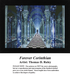 A series of blue glass columns line a black and white checkerboard aisle with a figure at the end, ready for your next cross stitch project.