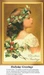 A young girl in a white dress wears a holly crown, ready for the holidays, shown as an xstitch chart for your next project.