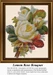 A large cross stitch pattern features lemon-colored roses surrounded by green and rust-colored leaves, adding a cheerful touch to any decor.