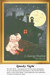Two children sit on a rooftop under a full moon, watching black cats, offered as a counted cross stitch pattern.