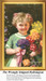 A little girl with a mischievous smile holds a bundle of hydrangeas in bright colors, surrounded by flowers. This is a PDF chart for cross stitch.