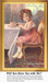 A polite little girl sits at a table with a teacup and saucer, composed as a counted cross stitch pattern. Will you have tea with her?