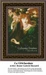 A woman in a vibrant green dress holds flowers beside a harp, available as a counted cross stitch pattern.