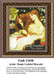 A woman with long light brown hair sits at a mirror, brushing her hair, created as a counted cross stitch pattern by Dante Gabriel Rossetti.