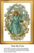 An angel stands beside a cross, surrounded by flowers, designed for you as a counted cross stitch kit.
