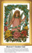 An angel holds a garland of daisies, surrounded by blue flowers and large roses in this counted cross stitch pattern titled Heaven's Garden Gate.