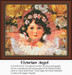 A youthful angel with floral accents and wings is surrounded by roses, available as a counted cross stitch pattern.