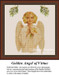 An angel with golden hair and hands clasped in prayer is adorned with lilies of the valley, brought to life as a counted cross stitch pattern.
