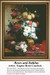 A vibrant arrangement of roses and dahlias in warm autumn hues, designed as a counted cross stitch kit from a painting by Eugene Henri Cauchois.