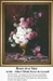 A vase filled with white and pink roses stands against a dark background, framed as a counted cross stitch chart by Albert Tibule Furcy de Lavault.