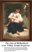 A mother sits in the grass, tickling her baby in her lap, immortalized as a counted cross stitch pattern by artist William Adolphe Bouguereau.