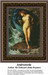 A woman stands gracefully among rocky cliffs and waves, offered as a counted cross stitch pattern from artist Sir Edward John Poynter.