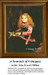 A young girl with golden-red hair sits in a black and rose gown, holding a yellow flower, perfect for your next cross stitch project.