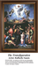 A detailed counted cross-stitch pattern preview of Raphael's final masterpiece, "The Transfiguration." The dynamic fine art design depicts a brilliant, levitating Christ bathed in a blinding cloud of heavenly white light, contrasted against a dark, dramatic lower scene filled with expressive apostles gesturing toward a possessed child.