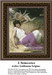 A young woman lounges peacefully with two Cupids nearby, reimagined as a counted cross stitch pattern by artist Guillaume Seignac.