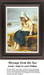 A girl sits on a large boulder by the ocean, reading a message from a bottle, offered as a counted cross stitch pattern.