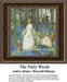 A fairy queen walks through a forest with her elfin subjects and bluebells underfoot, translated into a counted cross stitch design.