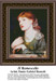 A young woman with red hair and green eyes sits gracefully, brought to life as a counted cross stitch pattern by Dante Gabriel Rossetti.