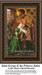 Saint George stands proud with a sword beside Princess Sabra, arranged as a counted cross stitch design by Dante Gabriel Rossetti.