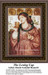 A woman holds a cup closely, her features soft and thoughtful, captured as a counted cross stitch pattern by Dante Gabriel Rossetti.