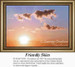 A warm sunset fills the sky with gold and blue, created as a counted cross stitch pattern titled Friendly Skies.