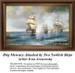 A historic scene of two Turkish ships attacking the Brig Mercury, designed as a counted cross stitch kit from a painting by Ivan Aivazovsky.