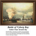 A naval battle scene on the open sea, filled with smoke from gunfire, designed as a cross stitch design by Ivan Aivazovsky for Sunrays Creations.