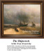 A stormy sea scene with ships in turmoil, framed as a counted cross stitch chart by artist Ivan Aivazovsky.