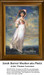 A young girl in a white dress and pink ribbon gazes at the viewer, captured as a counted cross stitch pattern by Thomas Lawrence.