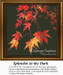 A branch adorned with vibrant red and orange fall leaves set against a dark background, offered as a PDF pattern for cross stitch enthusiasts.