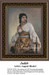 A woman stands confidently, holding a sword, depicted in an elegant gown, available as a counted cross stitch pattern.
