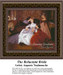 A woman in a flowing white gown sits awkwardly among friends, captured as a counted cross stitch pattern by Auguste Toulmouche.