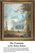 A serene scene of a fountain surrounded by soft trees and classical architecture, designed as a counted cross stitch chart by Hubert Robert.
