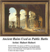 Ancient ruins serve as a public bath in a serene landscape, created as a counted cross stitch pattern by artist Hubert Robert.