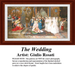 A detailed counted cross-stitch pattern preview of Giulio Rosati's 1885 oil painting, "The Wedding." The opulent design illustrates a lavish, panoramic marriage ceremony inside an ornate historical cathedral, highlighting clergymen in elaborate ceremonial garb near the altar, elegant guests, and brides in flowing white veils amid grand, soaring architectural stonework.