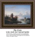 A serene riverscape with a ferry and tower under a cloudy sky, arranged as a counted cross stitch design by Jacob Jan Coenraad Spohler.