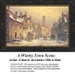 A quaint town street lined with historic buildings and people engaging in lively activities, reimagined as a counted cross stitch pattern.