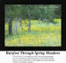 A lush meadow filled with yellow flowers under green trees, this PDF pattern titled "Barefoot Through Spring Meadows" is from Sunrays Creations.
