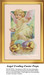 An angel feeds a pair of Easter chicks, surrounded by colorful elements, ready for your next cross stitch project.