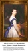 A young noblewoman stands elegantly in a blue and white gown, come to life as a counted cross stitch design by William-Adolphe Bouguereau.