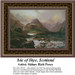 A serene landscape of the Isle of Skye, Scotland, with rolling hills and cows, framed as a counted cross stitch chart.