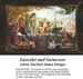 A group of figures in medieval attire gather around Queen Guinevere and Sir Lancelot, preserved as a counted cross stitch pattern.