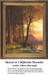 A grove of trees stands against a backdrop of mountains and a glowing sunset, arranged as a counted cross stitch design.