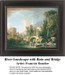 Fine Art Cross Stitch Pattern | River Landscape with Ruin and Bridge
