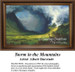 A stormy scene with swirling clouds and majestic mountains, designed as a counted cross stitch digital file from Albert Bierstadt's landscape art.