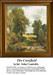 A tranquil scene of a cornfield with tall trees lining a meandering lane, designed as an xstitch design from John Constable's Romantic painting.