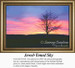 A vibrant sky transitions from blue to pink and yellow at dusk above a silhouette of a landscape and a lone tree, designed as a cross stitch kit.