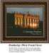 A grand building with classical architecture and illuminated windows stands against a twilight sky, ready for your next cross stitch project.